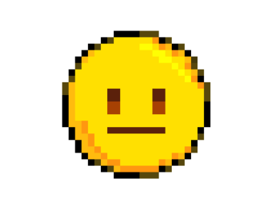 İzole edilmiş 8 piksellik resim sarı çaresiz, hayal kırıklığına uğramış ve üzgün yüz simgesi