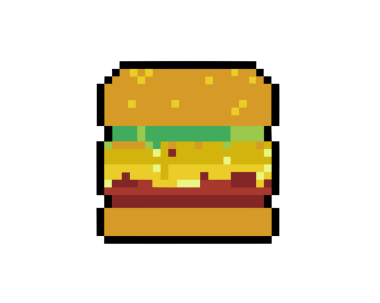8 bit pikselli çizburger fast food ikonu
