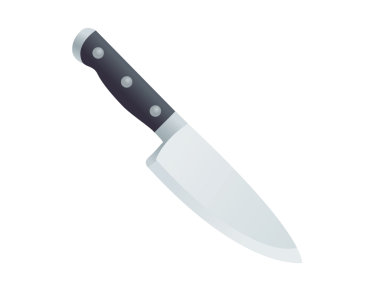 Siyah saplı uzun çelik bıçak ikonu olan mutfak bıçağı.