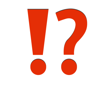 Konuşma, konuşma, tartışma, mesaj ve topluluk için kırmızı ünlem soru simgesi