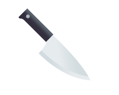 Siyah saplı uzun çelik bıçak ikonu olan mutfak bıçağı.