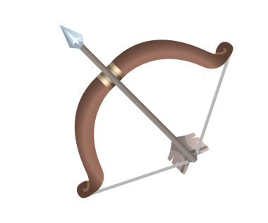 Gradyan kahverengi yay ve ok ikonu, okçuluk sporu