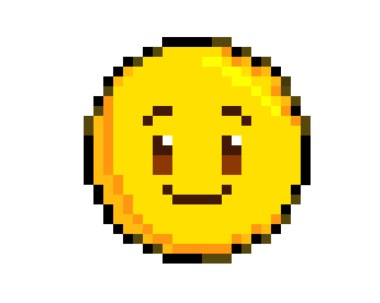 8 bit piksel resim sarı gülen yüz düz simgesi