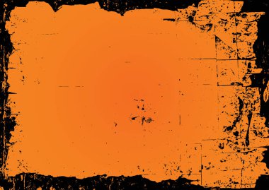 Yatay Cadılar Bayramı turuncu şablon afişi grunge siyah kenarı