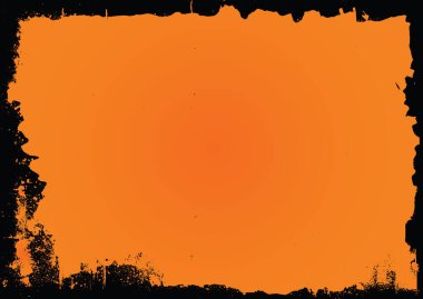 Grunge turuncu kenarlıklı yatay Cadılar Bayramı beyaz şablon afişi