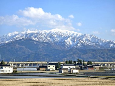 Nagoya 'daki ev, bina, ağaçlar, park, kar dağı olan doğal manzara fotoğrafı.