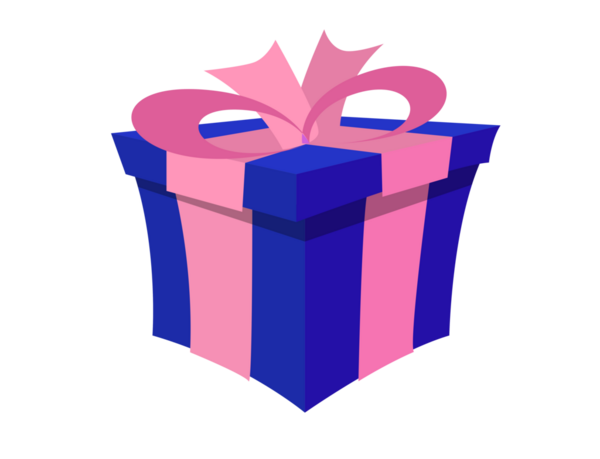 Pembe yay ve kurdele ambalajlı izole edilmiş mavi bayram hediye kutusu simgesi