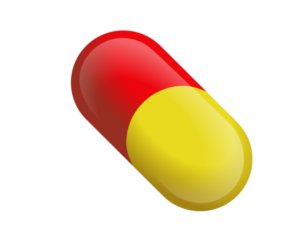 Tıbbi hap ikonunun izole edilmiş yarı kırmızı yarı sarı kapsülü, sağlık, tıp ve ilgili mesleki uyuşturucu türlerine ilişkin içerik için kullanılır.