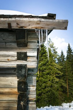 Old fashioned eaves. Old building style.