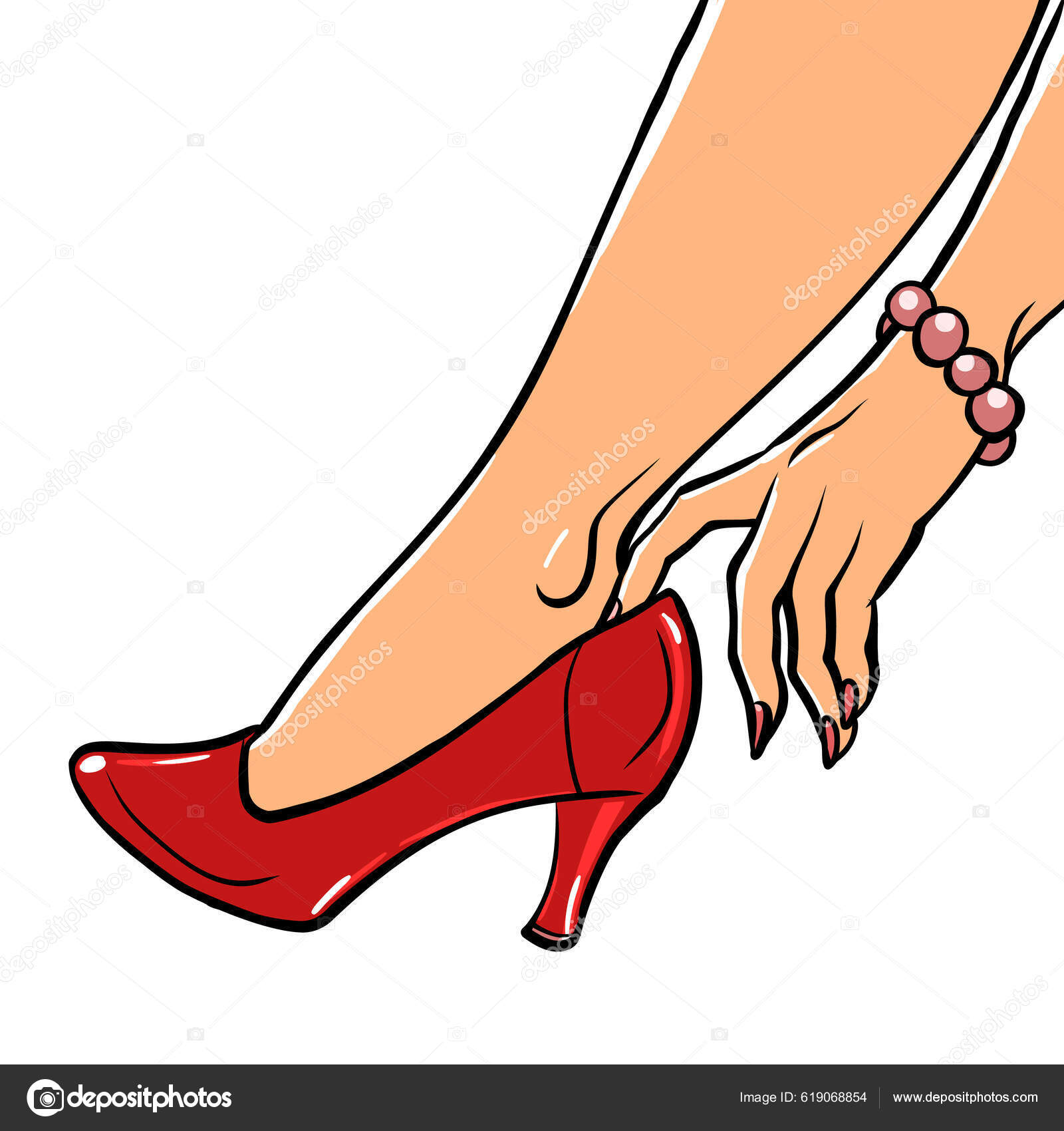 Γυναίκα Φοράει Κόκκινα Παπούτσια Κορίτσι Και Ομορφιά Τοποθέτηση  Καταστήματος Μέγεθος Διανυσματικό Αρχείο από ©rogistok619068854