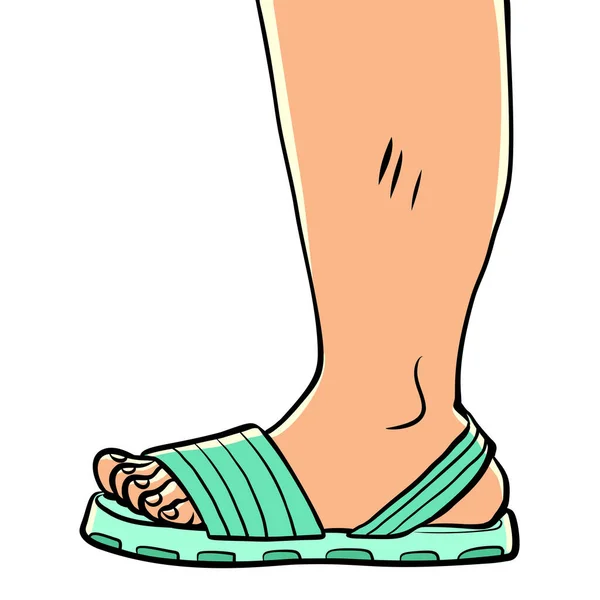 Πόδι Σανδάλια Από Σχιστόλιθο Καλοκαιρινά Παπούτσια Θάλασσα Και Θέρετρο Comic — Διανυσματικό Αρχείο