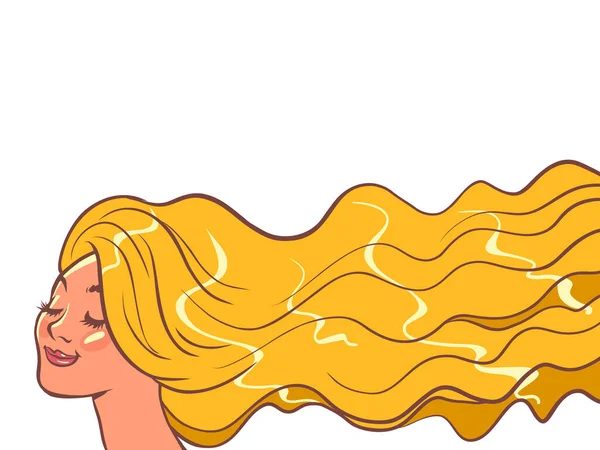 Молодая Женщина Длинными Желтыми Рыжими Волосами Молодая Красивая Девушка Ветер — стоковый вектор