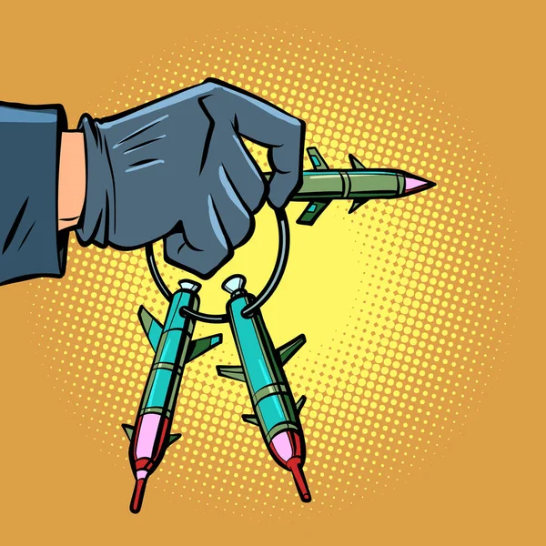 泥棒は手に鍵を持っている 漫画ポップアートレトロベクトルイラストハンドドローイング — ストックベクタ