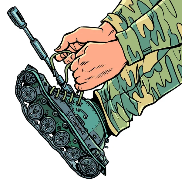 Uniformovaný Voják Místo Bot Obléká Tanky Pojem Vojenská Mobilizace Komiks — Stockový vektor