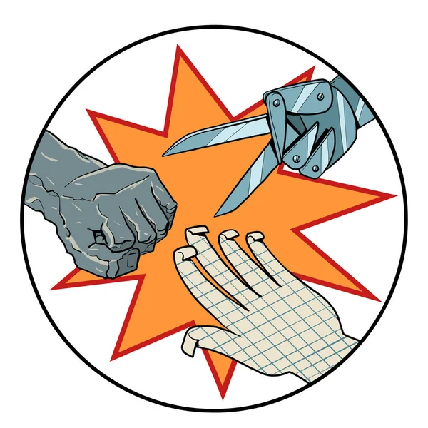 Stone Paper Scissors Materials Democracy Comic Cartoon Pop Art Retro —  Vetores de Stock