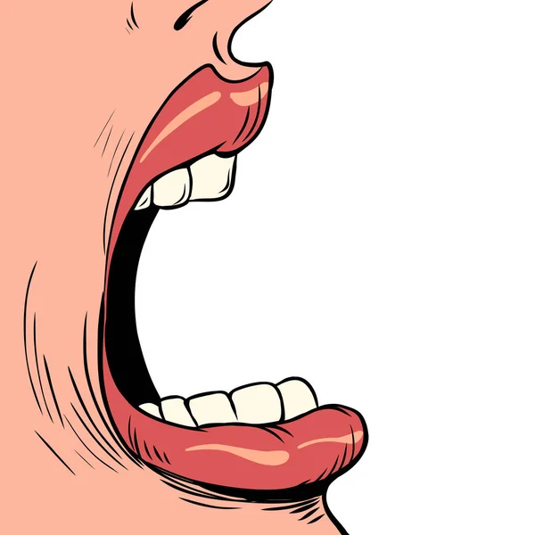 Турбота Про Ваше Здоров Лікування Зубів Жінка Відкриває Рот Ряд — стоковий вектор
