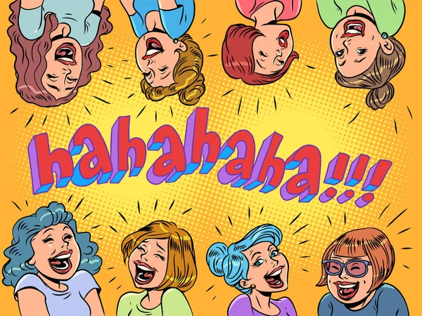 Καλή Διάθεση Αστείες Εκπτώσεις Προαγωγές Κορίτσια Γελάνε Την Επιγραφή Comic — Διανυσματικό Αρχείο
