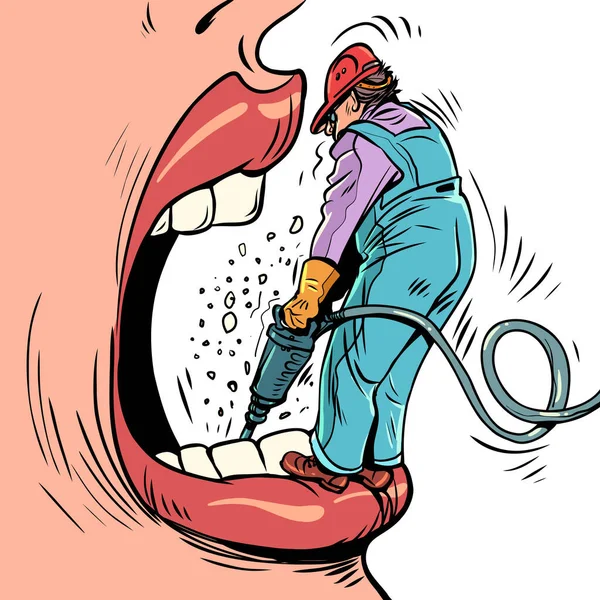 Sağlığınıza Dikkat Edin Profesyonel Bir Doktorun Diş Tedavisi Doktorların Sıkı — Stok Vektör