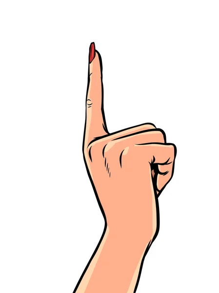 Індексний Палець Дівчини Манікюром Жінки Вказують Пальцем Вгору Комікс Мультфільм — стоковий вектор