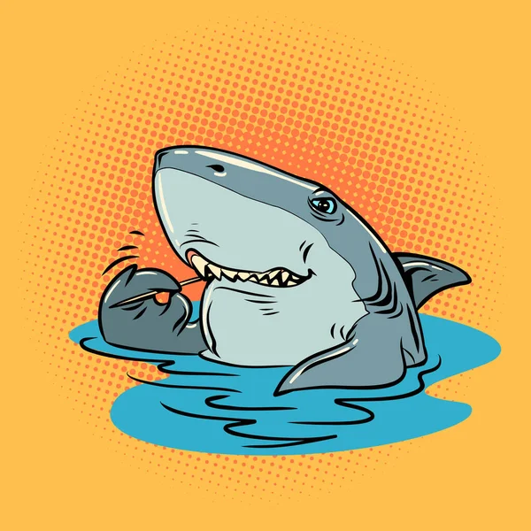 Zahnärztliche Leistungen Zahnpflege Der Hai Putzt Seine Zähne Mit Einem — Stockvektor