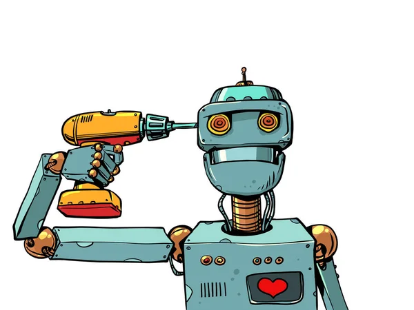 Autodesarrollo Los Robots Sus Sistemas Daño Inteligencia Artificial Mismo Robot — Vector de stock