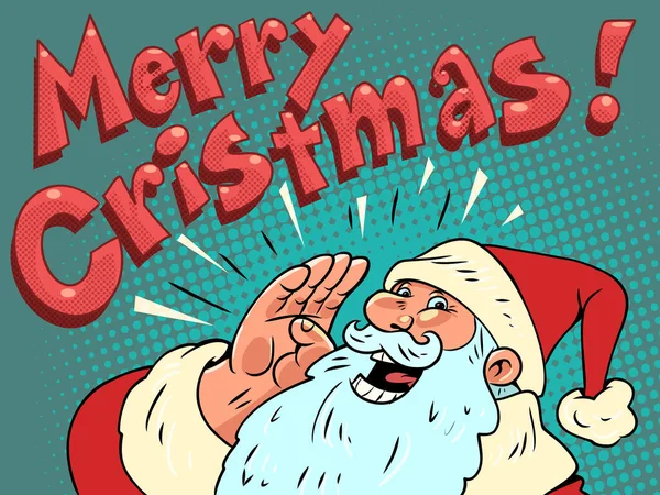 Nyår Och Jul Jultomten Önskar God Jul Grattis Kort För Royaltyfria illustrationer