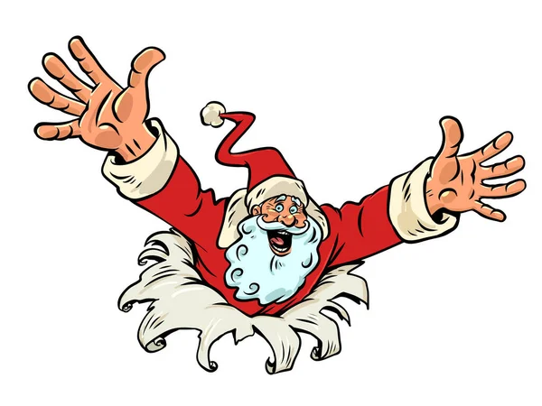 Неожиданный Сюрприз Рождественских Праздников Появление Выгодных Предложений Клиентов Компании Санта Лицензионные Стоковые Иллюстрации
