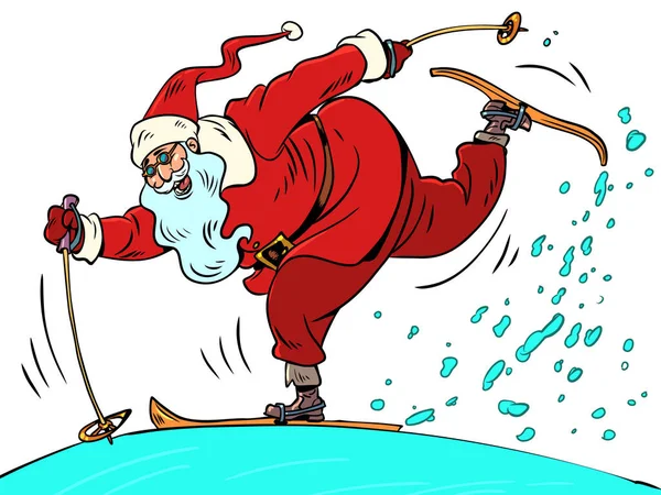 Approche Nouvelle Année Équipement Pour Ski Snowboard Père Noël Skie Vecteurs De Stock Libres De Droits