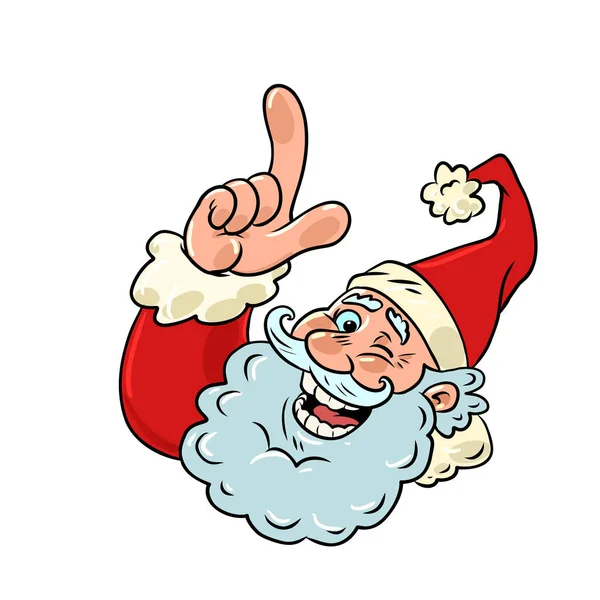 Санта Клаус Указывает Указательным Пальцем Направление Ваших Усилий Праздник Канун Векторная Графика