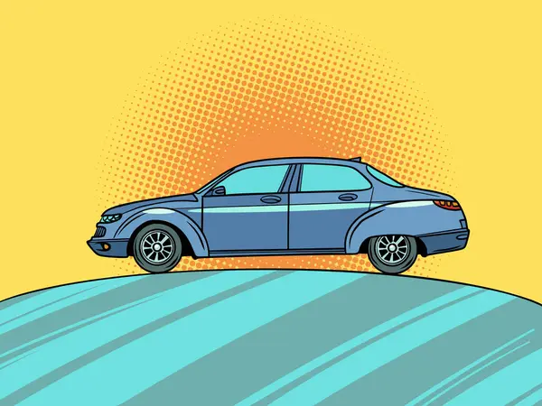 Организация Собственного Автосалона Монтажа Шин Путешествовать Машине Всему Миру Голубая Стоковая Иллюстрация