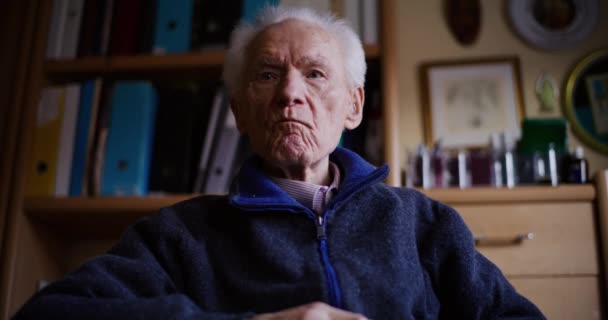 Lonely Senior Man Aged Retired Elderly Man — Stockvideo