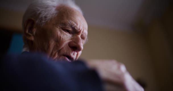Lonely Senior Man Aged Retired Elderly Man — Stockvideo