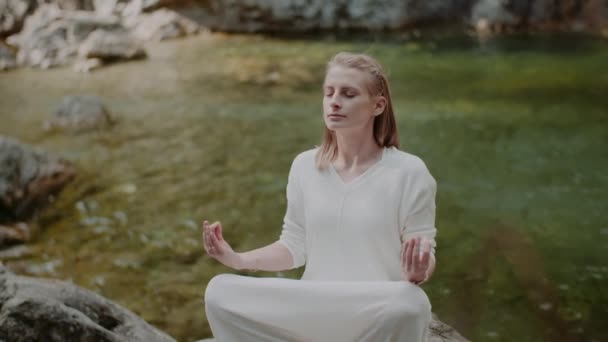 Woman Meditation Nature Harmony Meditation Concept Health Care Mindset — Vídeo de Stock