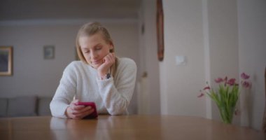 Modern Woman Browsing Social Media Texting Shopping Online Using Smartphone