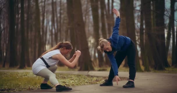 Parkta Koşan Egzersiz Yapan Kadınlar Sağlık Sağlık Açısından Harika Bir — Stok video