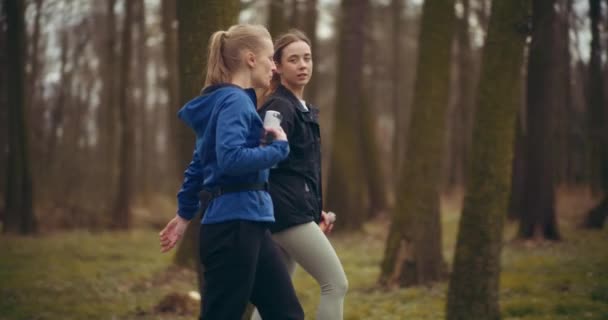 Kobiety Jogging Ćwiczenia Parku Wspaniały Pokaz Zdrowia Kondycji — Wideo stockowe
