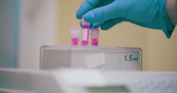Laboratorní Vědec Zabývající Vývojem Vakcín Pro Covid Rakovinu Chřipku Provádí — Stock video