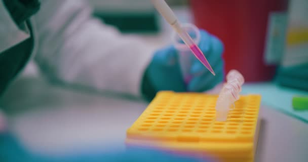 Laboratório Cuidados Saúde Cientista Que Trabalha Desenvolvimento Vacinas Para Covid — Vídeo de Stock