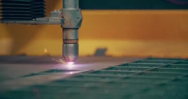 Taglio Laser Plasma Lamiere Con Scintille Processo Fabbricazione Precisione Utilizzato — Video Stock