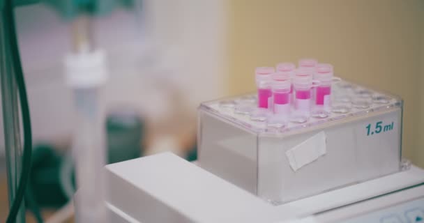 Ιατρική Εργαστηριακή Ανάλυση Επιστήμονας Που Εργάζεται Στο Εργαστήριο Εμβόλιο Καρκίνου — Αρχείο Βίντεο