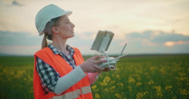 Portret Inżyniera Pracującego Budownictwie Farmy Wiatrowej Koncepcja Zielonej Energii Ekologia — Wideo stockowe