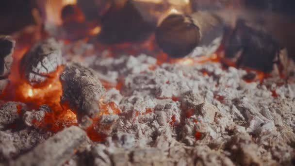 Brennendes Feuer Bei Kamin Zeitlupe — Stockvideo