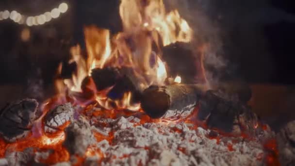 Burning Fire Fireplace Slowmotion — Stock Video