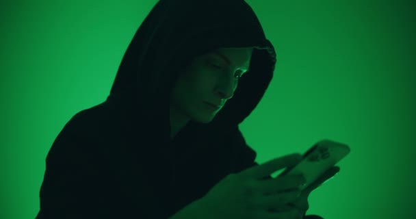 Haker Mujer Robar Datos Protección Rotura Seguridad Phishing — Vídeo de stock