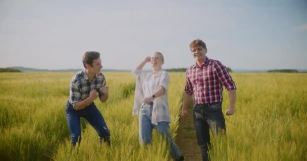Vista Agricultores Bem Sucedidos Campo Agricultura Retrato — Vídeo de Stock