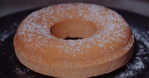 Close Piece Freshly Baked Fruit Cake — Stock Video