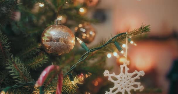 Рождество Новый Год Украшены Рождественскими Украшениями — стоковое видео