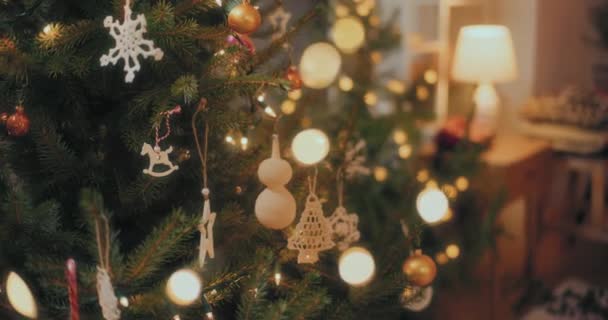 Рождество Новый Год Украшены Рождественскими Украшениями — стоковое видео