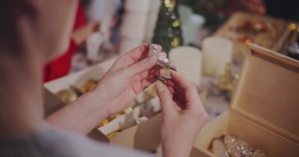 Középső Részén Madár Dísz Otthon Karácsonyi Szünet Alatt — Stock videók