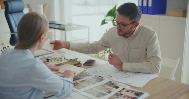 View Business Architect Interior Designers Working Office Planning Interior Design — Stock Video